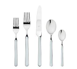 Open Box: Fantasia Italian Stainless Steel Flatware Set, 5 Piece Set - Light Blue
