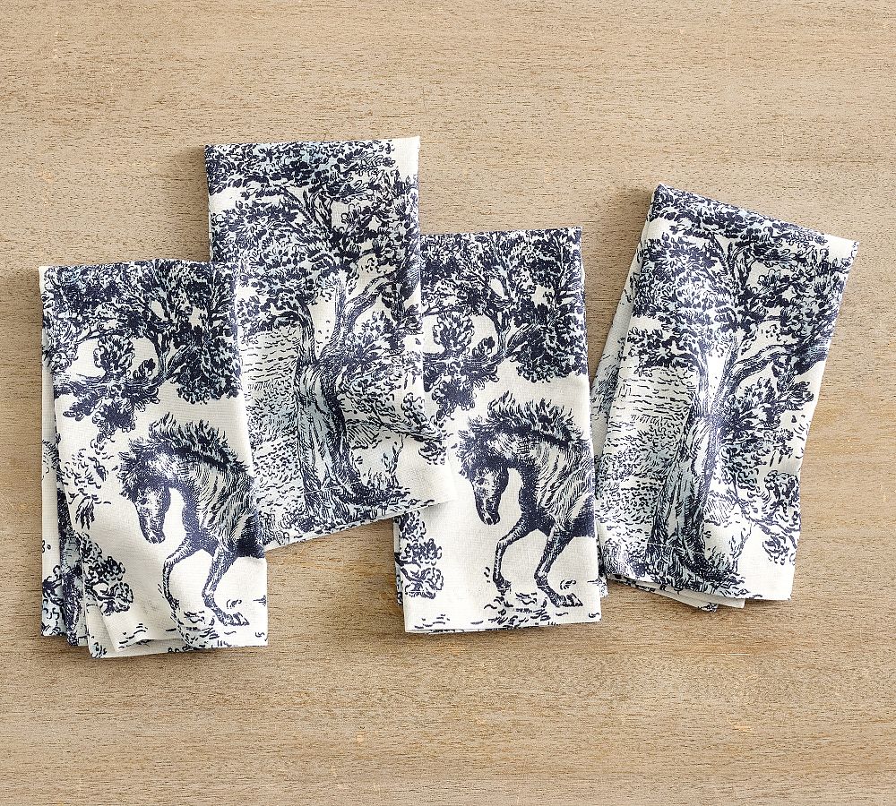 Brandon Maxwell Groveland Toile Napkins - Set of 4 - Set of 4 - Black/White