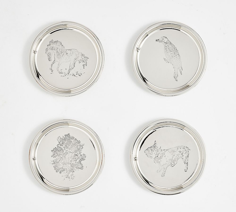 Brandon Maxwell Groveland Toile Icon Coasters - Mixed Set of 4