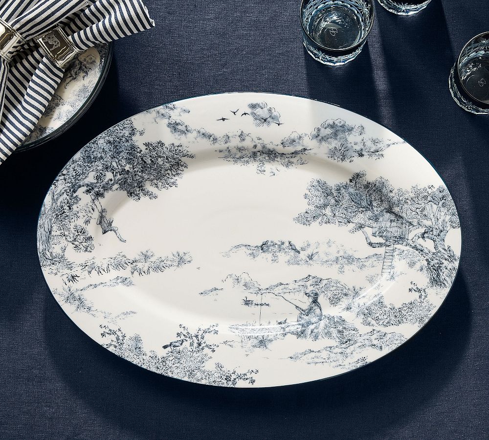 Brandon Maxwell Groveland Toile Oval Serving Platter