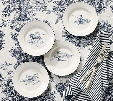 Brandon Maxwell Groveland Toile Appetizer Plates - Mixed Set of 4