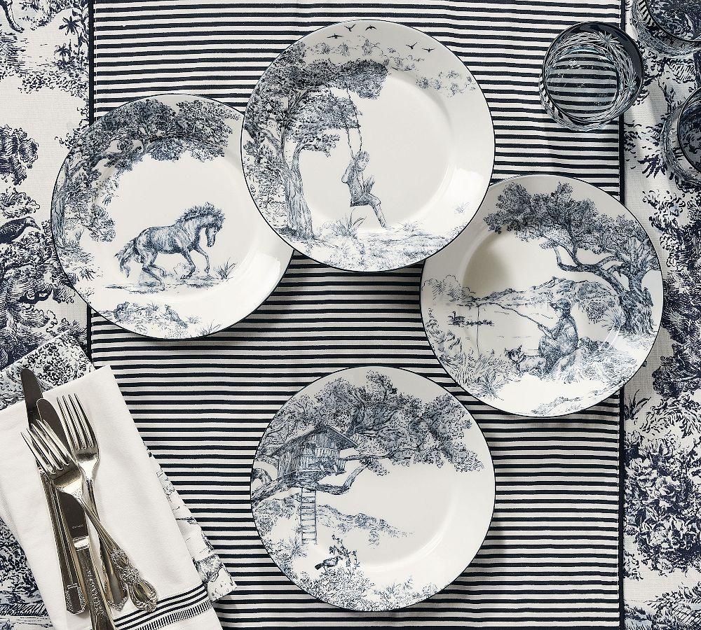 Brandon Maxwell Groveland Toile Salad Plates - Mixed Set of 4