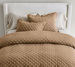 Open Box: Belgian Flax Linen Diamond Quilt, King/Cal.King - Bronze