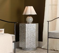 Centinela Mother of Pearl Textured Hexagon Side Table (16.5&quot;)