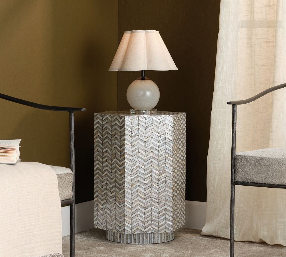 Centinela Mother of Pearl Textured Hexagon Side Table (16.5&quot;)