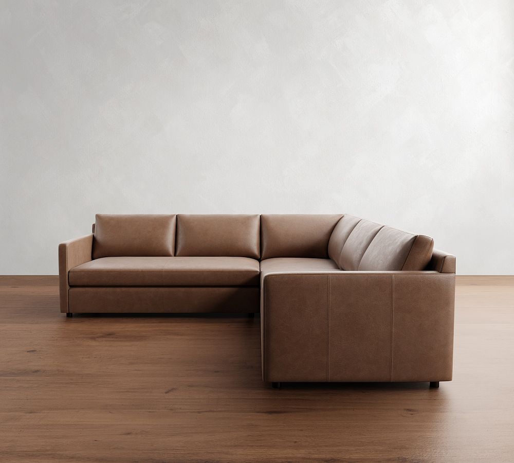 Pacifica Slim Arm Leather 3-Piece L-Shaped Sectional (106&quot;)