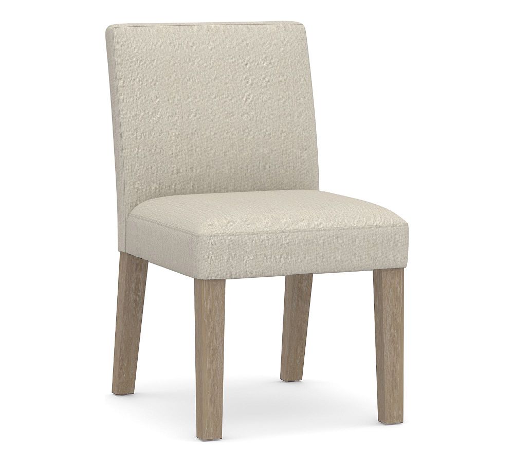 Open Box: Classic Upholstered Dining Side Chair, Sunbrella&#0174; Performance Boss Herringbone Pebble, Seadrift