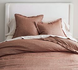 Open Box: Belgian Flax Linen Double Flange Duvet, Full/Queen - Brick
