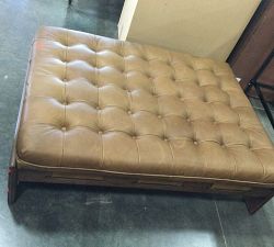 Open Box: Callum Leather Ottoman, 50&quot; W Large - Heirloom Sienna