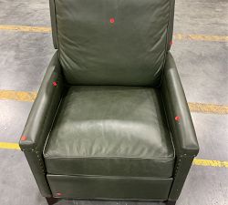 Open Box: Tyler Square Arm Leather Manual Recliner, Tall 41&quot;, With Nailheads - Vinatge Hunter