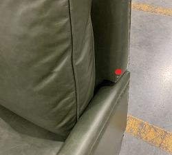 Open Box: Tyler Square Arm Leather Manual Recliner, Tall 41&quot;, With Nailheads - Vinatge Hunter