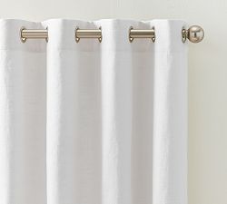 Open Box: Emery Linen Pewter Grommet Blackout Curtain, 50"W x 84"L - White