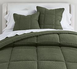 Open Box: European Flax Linen Waffle Comforter, Full/Queen - Cypress