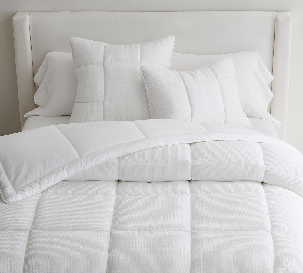 Open Box: European Flax Linen Waffle Comforter, King/Cal. King - White