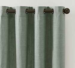 Open Box: Emery Linen Grommet Blackout Curtain, 50" W x 108" L - Mineral Blue