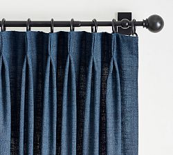 Open Box: Emery Linen Pinch Pleat Curtain, 50&quot; W x 124&quot; L - Midnight