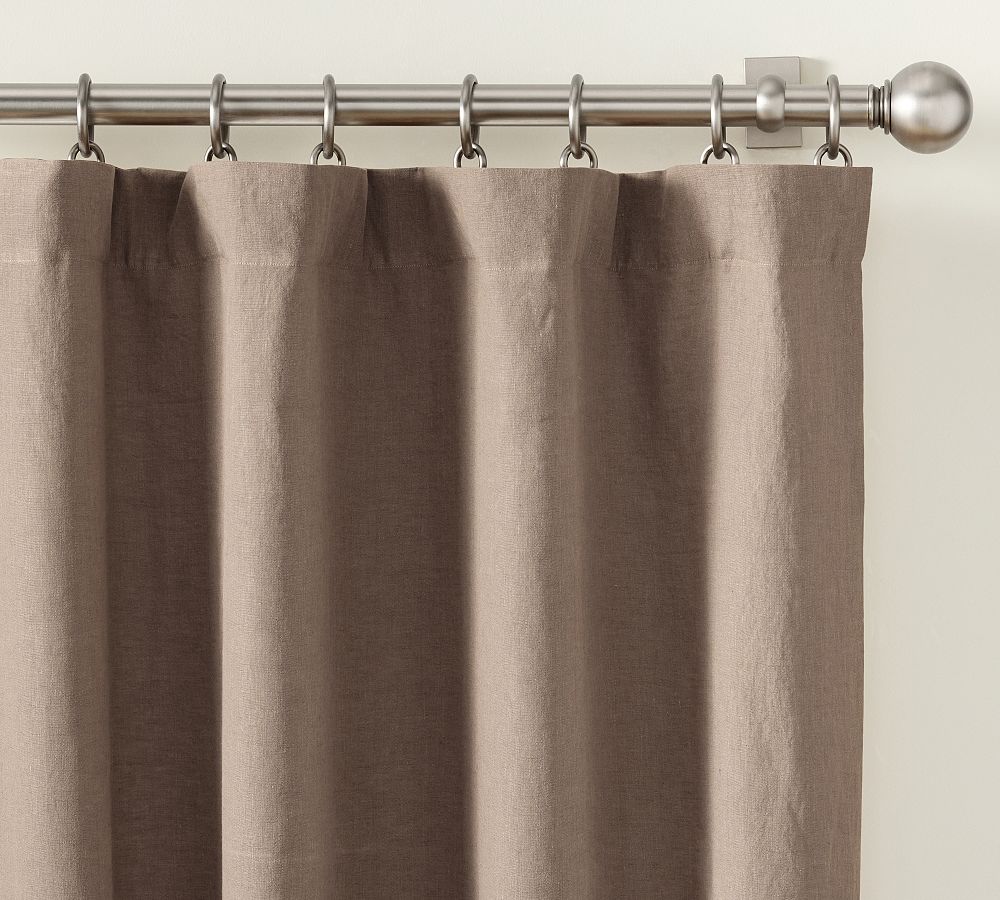 Open Box: Belgian Flax Linen Blackout Curtain, 100&quot; W x 84&quot; L - Cafe Noir