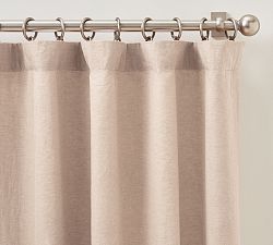 Open Box: Belgian Flax Linen Blackout Curtain, 100&quot;W x 96&quot;L - Rosewater