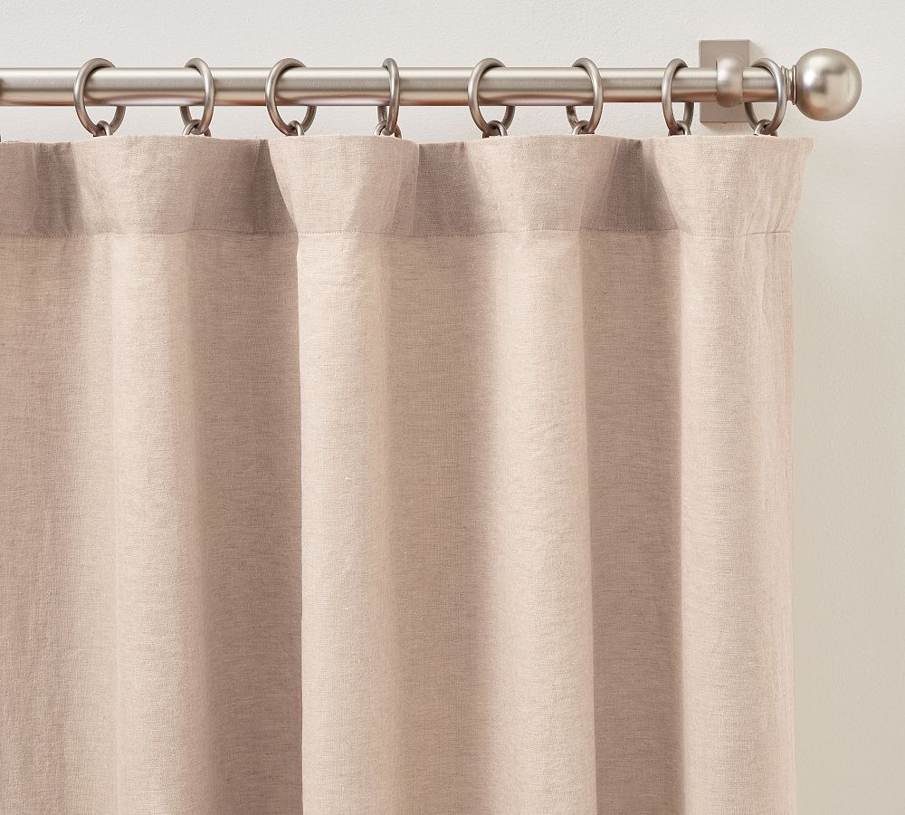 Open Box: Belgian Flax Linen Blackout Curtain, 100&quot;W x 96&quot;L - Rosewater