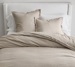 Open Box: Belgian Flax Linen Double Flange Duvet, King/Cal. King - Warm Gray