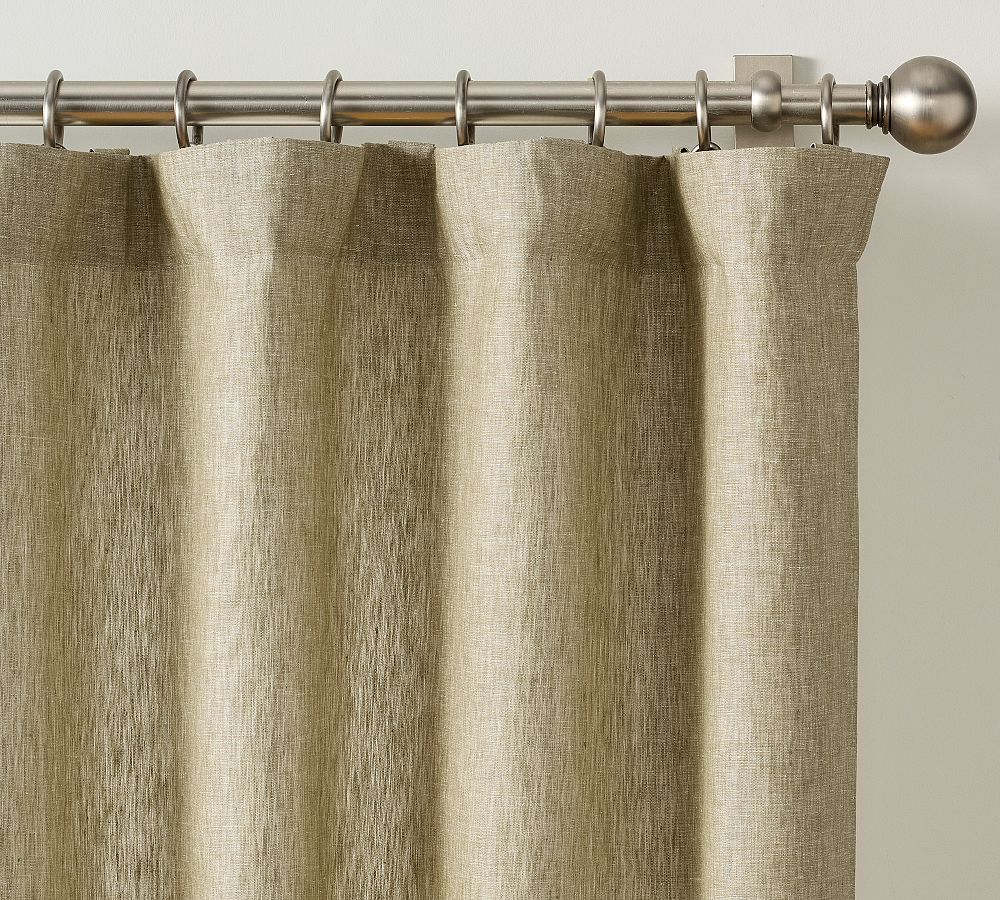 Open Box: Belgian Flax Linen Curtain, 50&quot;W x 108&quot;L - Aloe