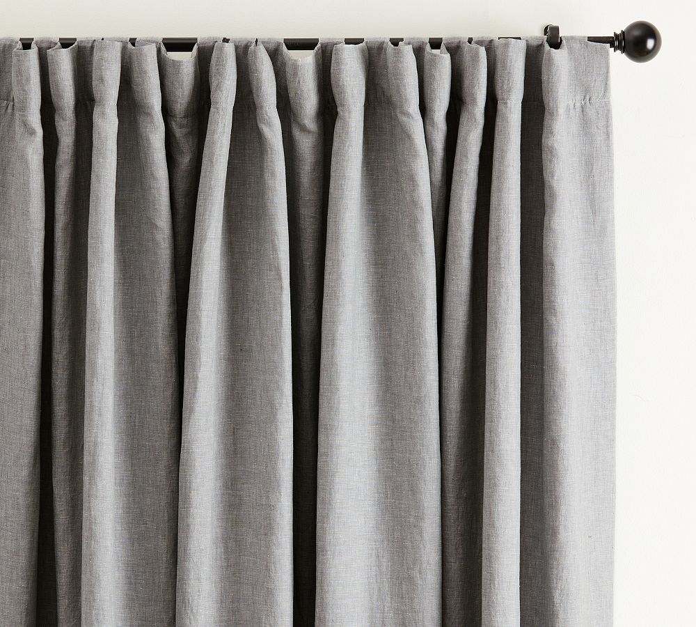 Open Box: Belgian Flax Linen Curtain, Flagstone 100&quot; W x 120&quot; L - Flagstone