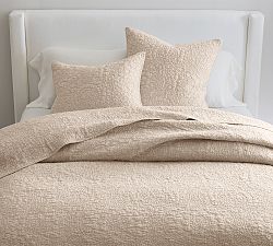 Open Box: Belgian Flax Linen Floral Stitch Quilt, Twin/Twin XL - Rosewater