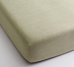 Open Box: Belgian Flax Linen Fitted Sheet, Cal. King - Aloe