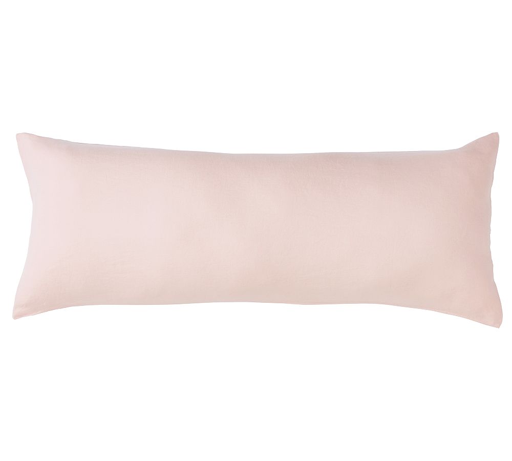 Open Box: Belgian Flax Linen Sham, Oversize Lumbar - Soft Rose