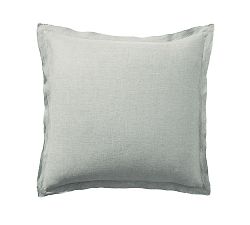 Open Box: Belgian Flax Linen Double Flange Sham, Euro Set of 3 - Mineral Blue