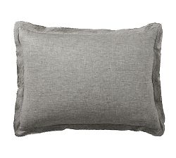 Open Box: Belgian Flax Linen Double Flange Sham, Standard Set of 2 - Heathered Charcoal
