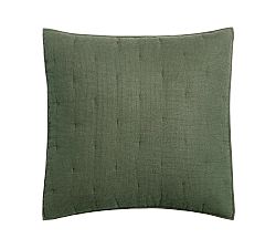 Open Box: European Flax Linen Waffle Quilted Sham, Euro Set of 2 - Cypress