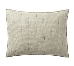 Open Box: European Flax Linen Waffle Quilted Sham, Standard Set of 2 - Eucalyptus