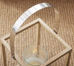 Capri Frosted Glass &amp; Acacia Wood Outdoor Lantern