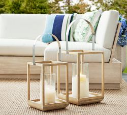 Capri Frosted Glass &amp; Acacia Wood Outdoor Lantern