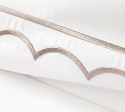 Scallop Border Embroidered Organic Percale Duvet Cover