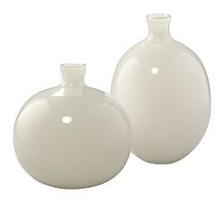 Open Box:  Vivienne White Glass Vases - Set of 2