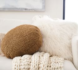 Cozy Teddy Faux Fur Disk Pillow