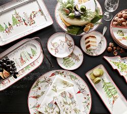 12 Gnomes of Christmas Stoneware Appetizer Plates 