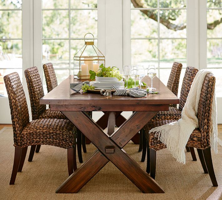 Restoration Hardware Dining Parsons Chairs Dining Table Seagrass