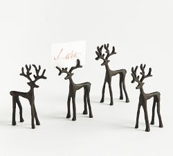 Bronze Sculpted Reindeer Place Card Holder - Set of 4