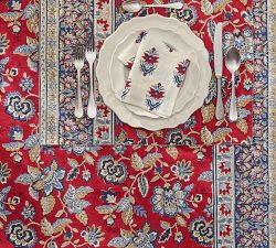 Scarlett Block Print Cotton Tablecloth