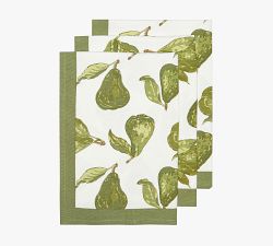 Pear Blockprint Cotton Tea Towels - Set of 3