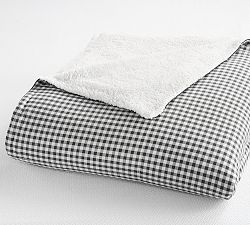 Gingham Cotton Sherpa Blanket
