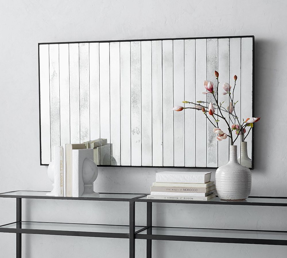 Dakota Antiqued Glass Paneled Mirror Wall Art