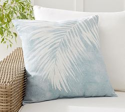Chambray Palm Printed Outdoor Pillow