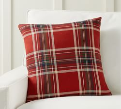 Love Script Reversible Plaid Pillow Cover