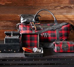 Saddle Leather Weekender - Buffalo Check