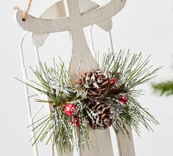 White Sled Berries Ornament