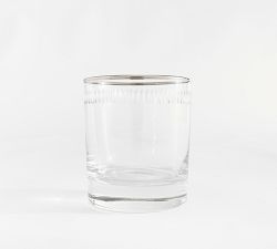 Etched Silver Rim Double Old Fashioned Glasses - Set of 4